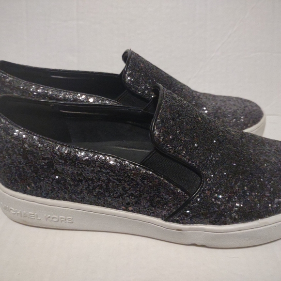Michael Kors Shoes - Michael Kors Women's Keaton Sneaker Slip On Black Gunmetal Metallic 7